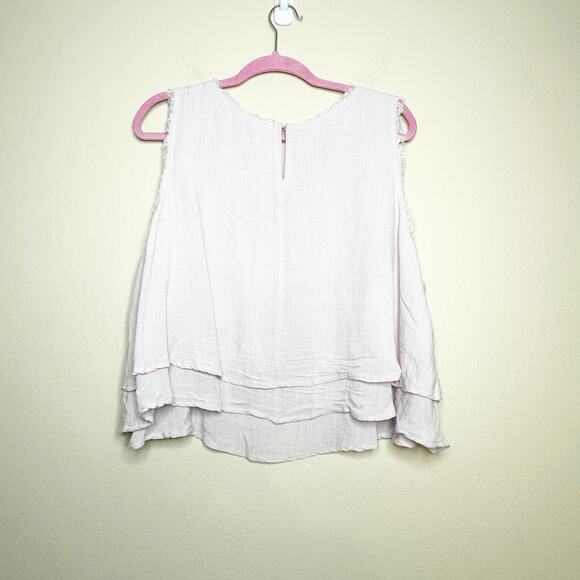 Gilli Pink Sleeveless Fringe Lined Tiered Tank Top Blouse Womens Plus Size 2X - Picture 3 of 5